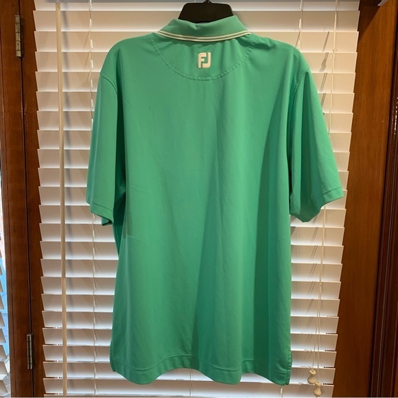 FootJoy Polo Shirt Men Medium Green Performance Golf Plain Basic Logo - Picture 2 of 4